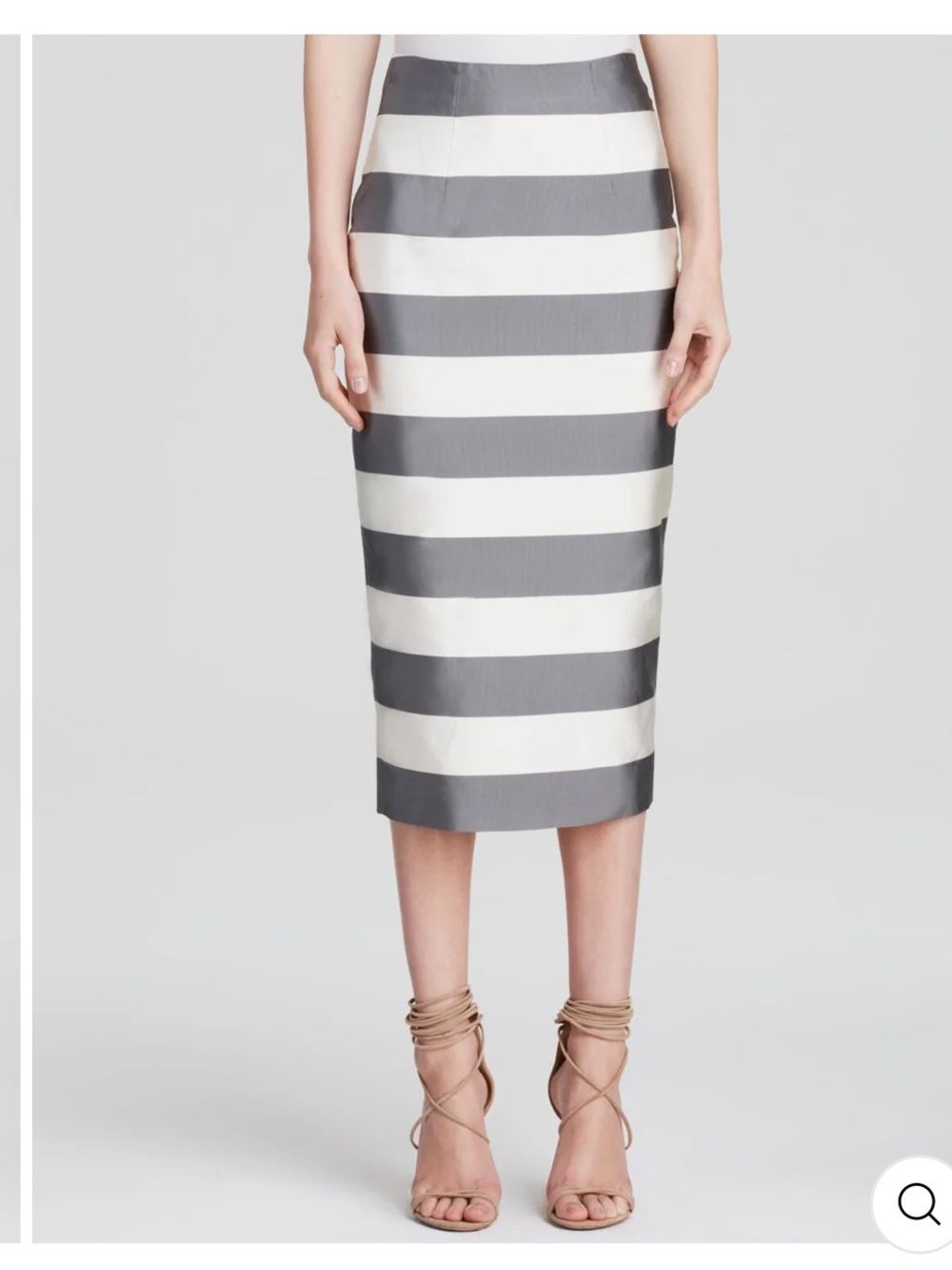 Burberry Gray and White Striped Pencil Skirt